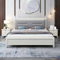 Full solid wood bed White 1 8 meters modern simple high Box storage double soft bed 1 5 master bedroom furniture economical