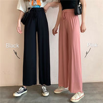 Ice Silk Broadlegged Pants Woman Summer Pendant Sensation High Waist Display Slim Mopping 90% Straight Cylinder Casual Pants Loose Slim Trousers Long Pants