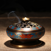 Taiwan pure copper cloisonne incense burner for Buddha home tea ceremony indoor enamel sandalwood plug aromatherapy incense burner copper
