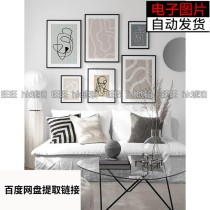 Nordic Modern Brief Abstract Geometric Lines Small Freshener Combined Decoration Painting picture Core Electronic Photo material