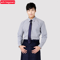 WhiteGown Long Sleeve Shirt Korean Shirt Mens and Womens Slim Ninth Sleeve Shirt Chefs Workwear