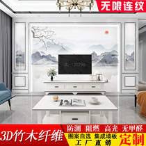 Bamboo wood fiber TV background wall integrated wall panel high gloss mirror wood veneer wall board imitation marble sheet