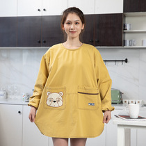 Home cotton apron Korean version of Kitchen gown long sleeve cooking suit suit coat coat anti-dressing adult work clothes