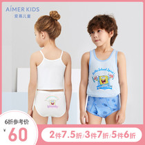 21 New products Love children 2 years old angel pants MODAL Spongebob SquarePants print boys and girls middle waist briefs