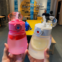 Korean version of the girl mini cute simple big belly plastic cup childrens baby suction tube Cup fresh frosted student water Cup