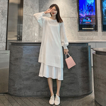 Pregnant women fashion suit for out-of-home net red suspender dress loose knitwear Foreign spring and autumn two-piece set