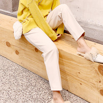 Wool pants Womens autumn and winter small feet cigarette tube pants Loose pants Casual Harun nine-point wool pants suit pants