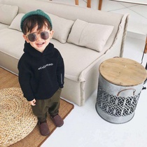 Boys vests 2020 new cotton plus velvet autumn winter clothes childrens solid color long sleeve childrens hooded clothes