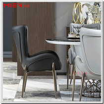 Italian Light Luxury Stainless Steel Leather Back Chair Villa Dining Chair Large Space Bedroom Dresser Dressing Chair