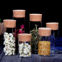Household glass tea cans small cork sealed bottles transparent straight flower tea cans portable mini storage cans