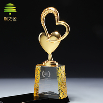 Love dedication trophy custom creative crystal lettering Metal medals Public welfare party awards moved people custom