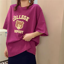 2021 New Loose Joker Personality Printed Pullover Round Neck Short Sleeve T-Shirt Student Simple Bottom Top Women Tide