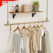 Multi-way new womens clothing store display rack ceiling hanging hanger Wall hanger Rod retractable shelf wooden