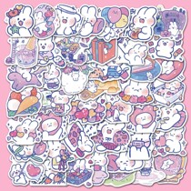 100 sheets of Korean ins soft adorable rabbit Laurel dog personality sticker Cartoon hand account expression pack waterproof sticker art