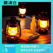 Portable retro horse lamp Rechargeable kerosene lamp LED Camping atmosphere lamp Tent chandelier Wrought iron ornaments dimmable