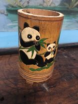  Pen holder panda bamboo second-hand thrift nostalgic collection film and television props changed with tea cans