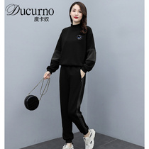 Ducurno Casual Sports Suit Women 21 Autumn Winter Half High collar thickened Fashion Minus running necropolis Two sets