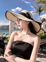 Womens big brim fashion big edge hat Female shade flat eaves Travel sunscreen summer summer vacation foreign style