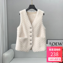 2022 New Sheep Shearing Vest Womens Short Grain Sheep Wool Vest and Fur Integrated Fur Coat Vest