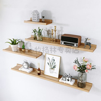  Solid wood word partition punch-free Nordic wall hanging wall shelf living room TV wall decorative wall shelf