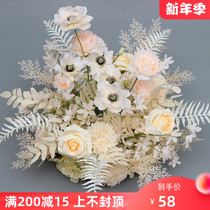 Wedding finished road guide flower silver Lotus potted flower wedding pastoral couple layout flower window decoration flower art