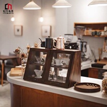 Japan-style Pure Solid Wood Kitchen Small Bowl Cabinet Dining Side Cabinet Table Containing Cabinet Glass Door Mobile Door Cabinet Double-sided Multifunction