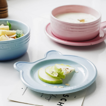 Export French brown bear CONI rabbit ceramic childrens tableware cute cartoon rice bowl dish breakfast plate