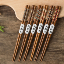 Yue creative Japanese solid wood chopsticks home pointed Italian magic color strip side chopsticks imported Indonesian Iron Wood