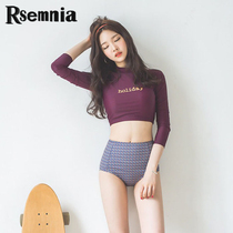 Rsemnia long sleeve sunscreen diving suit small breasts gathered conservative bikini slim sexy belly swimsuit women