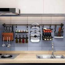 Kitchen shelf Stainless steel non-perforated black wall-mounted knife holder Seasoning rack dishes chopsticks rack storage rack