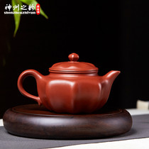 Yixing pure handmade eight-petal diamond flower tendon purple sand pot famous original mine purple sand bubble teapot home tea set