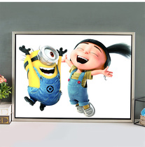 Small yellow people cross embroidered 2021 new line embroidered living room small bedroom children cute cartoon cartoon simple embroidery