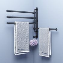 Augie towel rack free punch hole space aluminum bathroom shelf folding rotating activity towel rod double rod