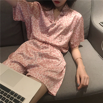 PINK BAO WEN LADY~I CAN VIRRI CIAGA SUMMER PAJAMAS FEMALE PRINT INS SILK TWO-PIECE SET