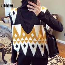 Autumn and winter sweater set womens new spring Korean student vest high collar winter knitted two-piece womens