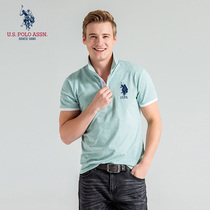 U S POLO ASSN summer new mens short sleeve double Stand Collar fashion classic American casual POLO shirt men