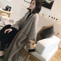 Mid-length wear knitted cardigan womens 2021 spring new windbreaker fashion fashion large size foreign style long sleeve sweater coat