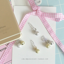 Cute gold and silver iphone charging hole plug Apple 7p data dust plug Android small Bell universal earphone plug