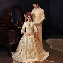 Show and dress bride 2022 new spring Chinese wedding dress gown wedding dress wedding wedding groom champagne champagne golden show