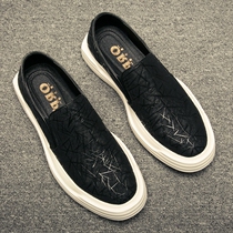 Lefoshoe mens Korean version casual shoes one foot pedal sloth shoes mens board shoes spring new driving shoes trend mens shoes