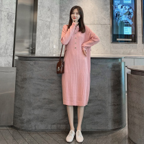 Pregnant women autumn dresses 2021 new fashion loose net red autumn knitted sweater autumn and winter skirt tide mom