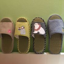 2 pairs of mens and womens lovers slippers Japanese Ricks sweat-sucking summer home indoor slippers
