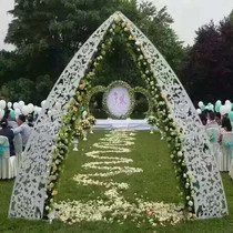New wedding props wrought iron horn door wedding arch Wedding decoration carved arch Wrought iron carved flower arch