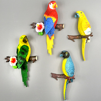 Cute simulation pastoral three-dimensional parrot wall decoration crafts creative wall decoration animal Bird wall hanging