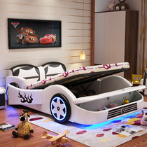 Childrens bed boy cartoon creative car sports car real leather bed simple modern single bed spot