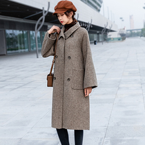Double face cashmere Grand coat woman with long section 2020 New Hepburn Wind big code autumn and winter young Jacket Tide