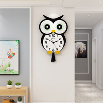 Creative childrens cartoon cute fashion owl clock wall clock living room household bedroom decoration clock art table