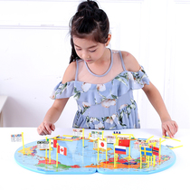 Childrens early education educational toys wooden recognition World Flag map world map puzzle Early Education Center