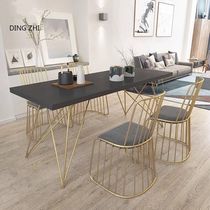 Nordic golden wood dining table and chair furniture combination modern simple small apartment home conference negotiation table and chair combination