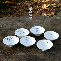 Dehua white porcelain kung fu tea set Tea Cup ceramic hand-painted bucket small fish tea cup tea cup thin tire tea bowl home home